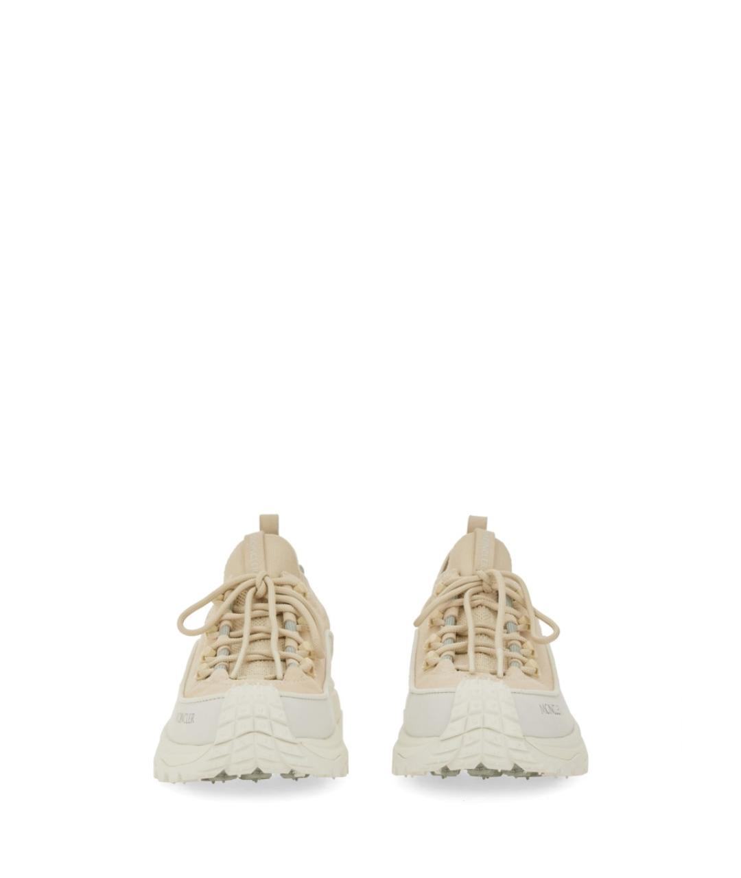 MONCLER Бежевые кожаные кроссовки, фото 4