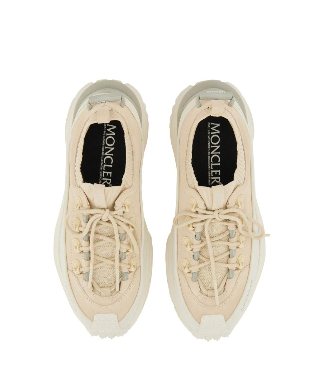 MONCLER Бежевые кожаные кроссовки, фото 6