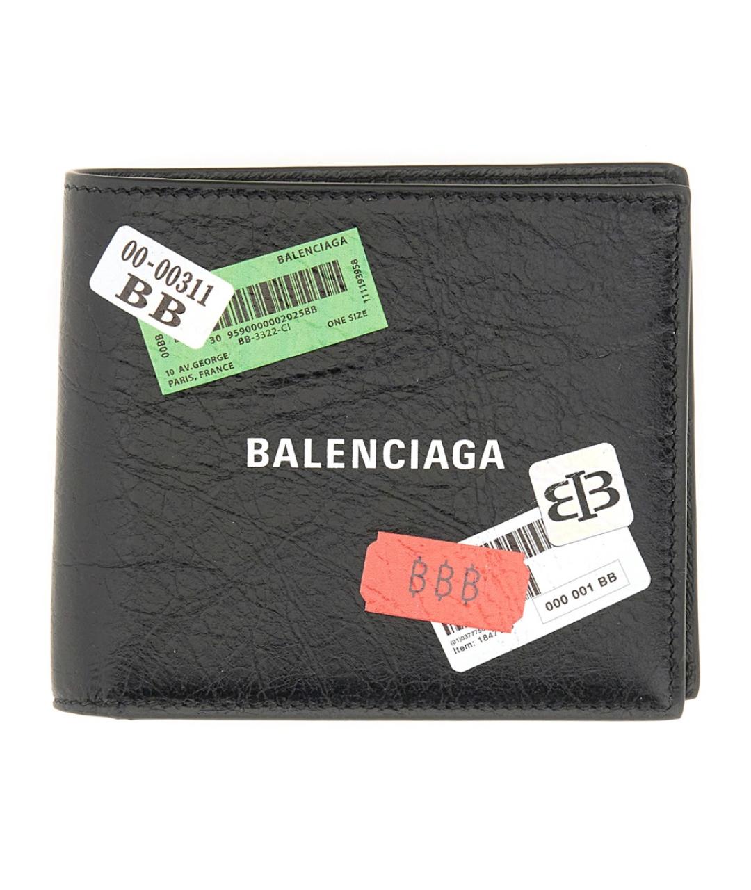 BALENCIAGA Черный кожаный кошелек, фото 1