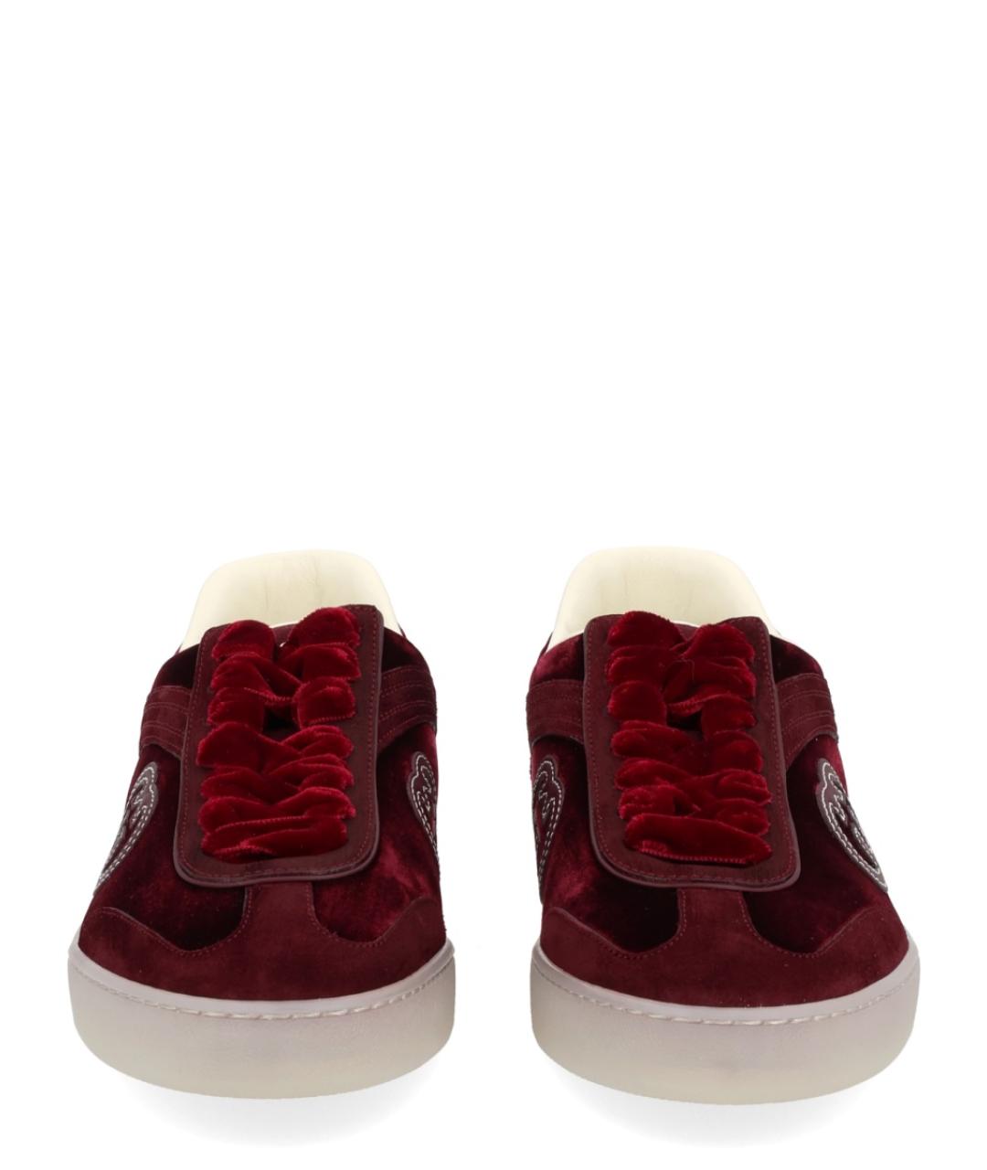 GUCCI Бордовые кожаные кеды, фото 3