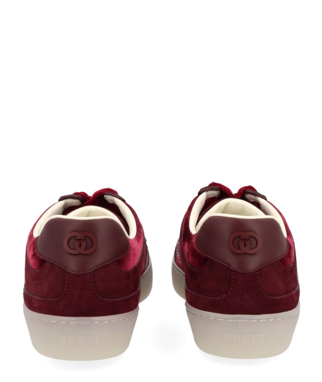 GUCCI Бордовые кожаные кеды, фото 4