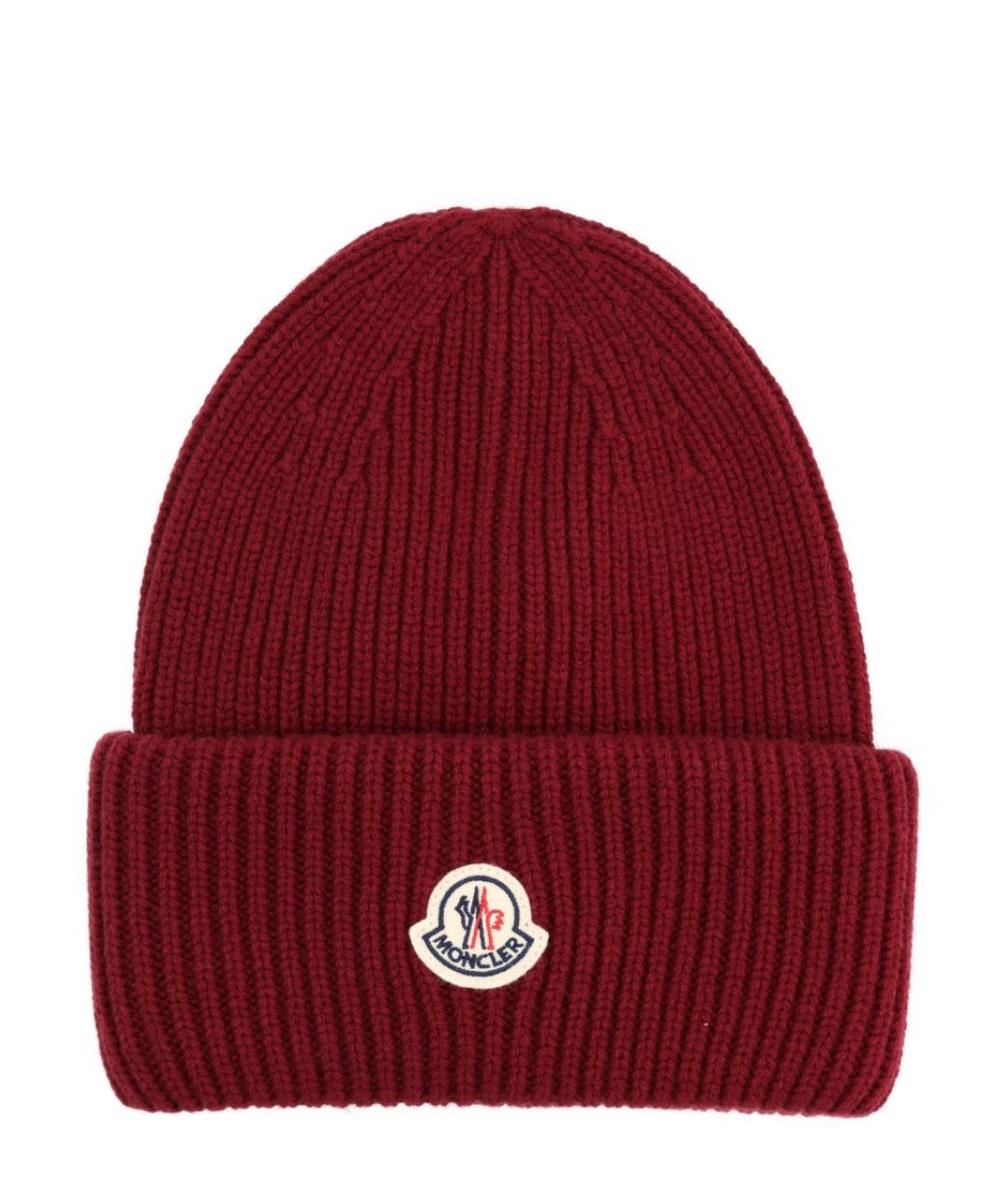 MONCLER Бордовая кашемировая шапка, фото 1