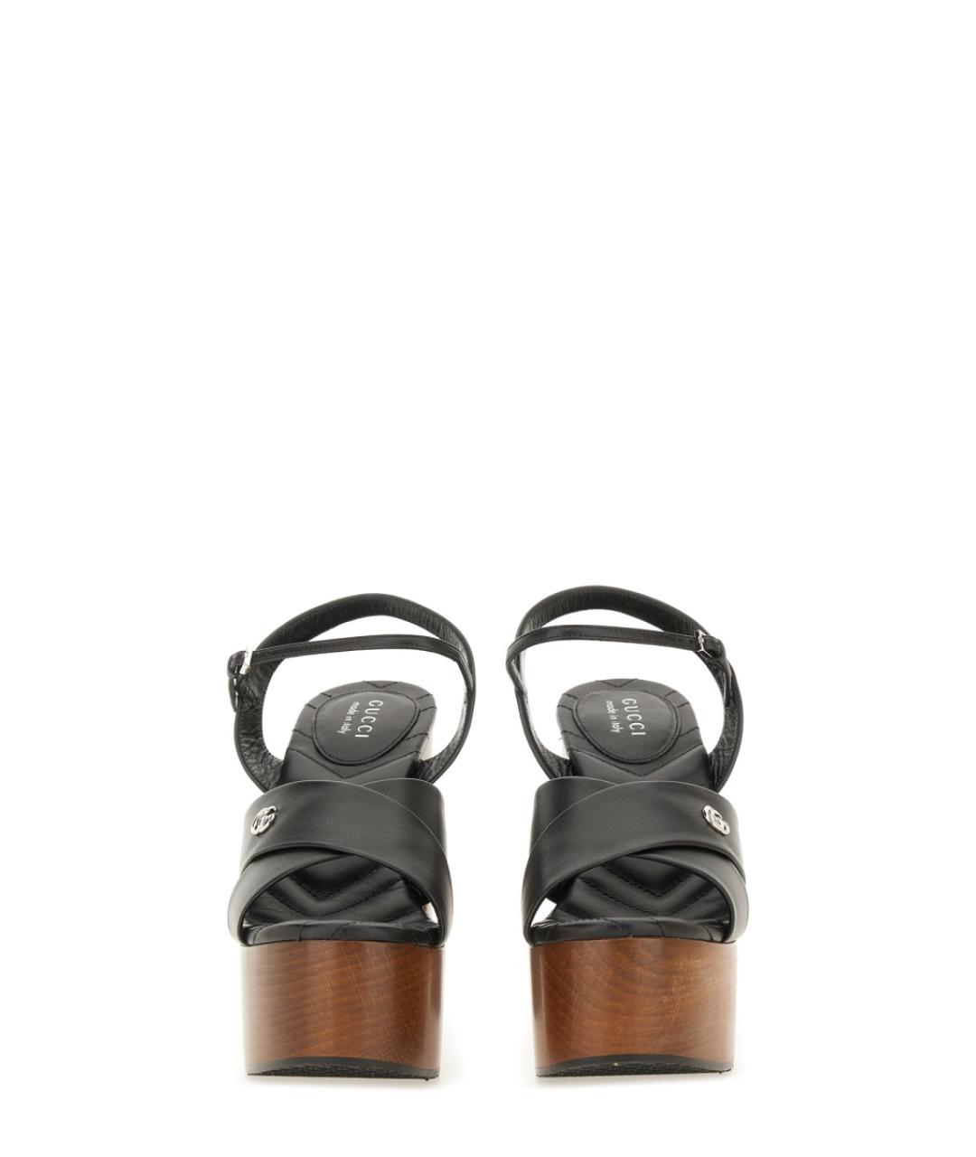 GUCCI Черные кожаные босоножки, фото 4