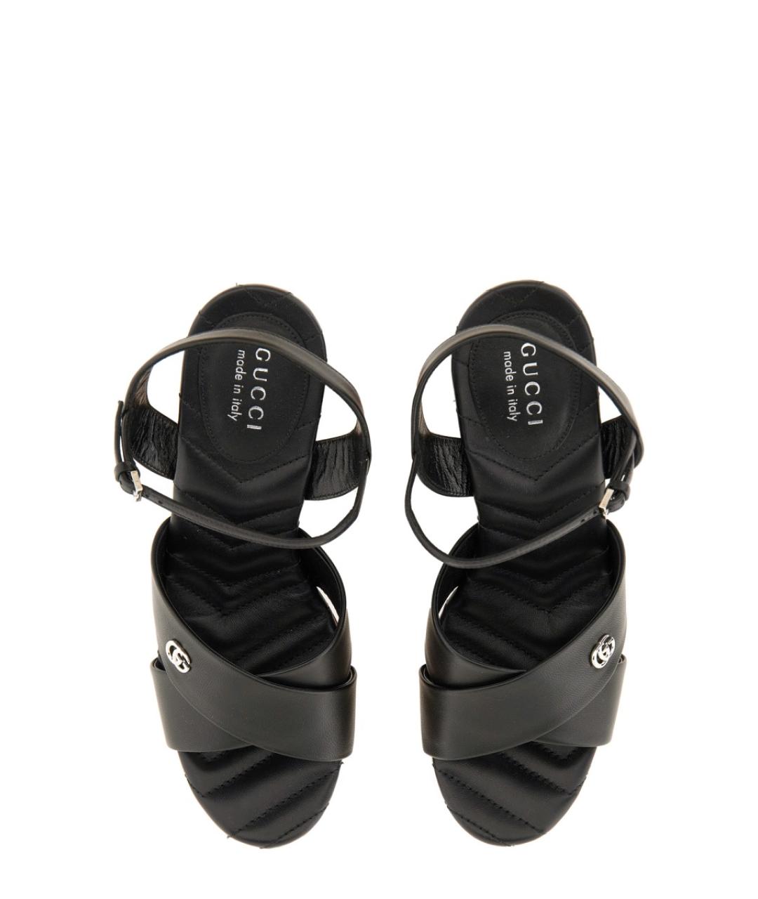 GUCCI Черные кожаные босоножки, фото 5