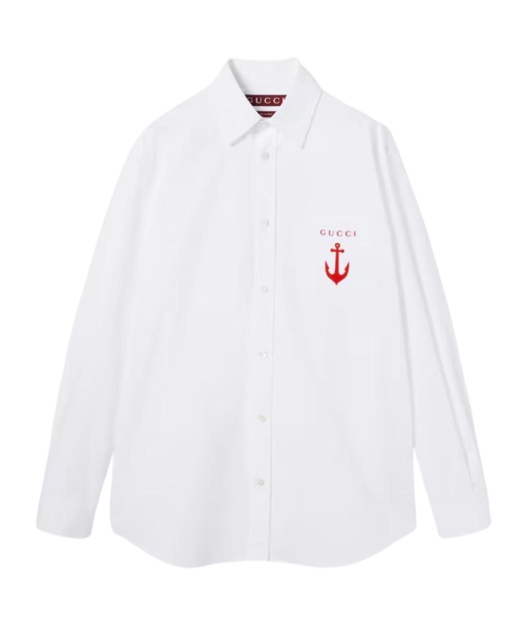 GUCCI Белая хлопковая кэжуал рубашка, фото 1
