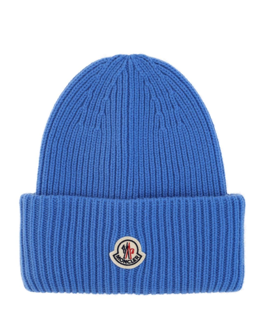 MONCLER Голубая шерстяная шапка, фото 1