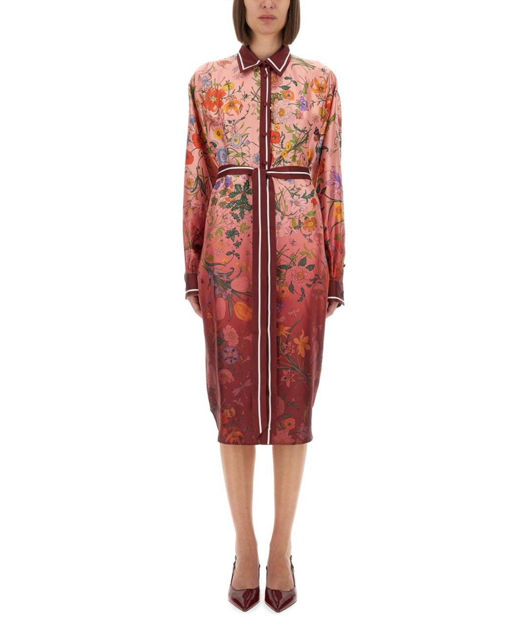 GUCCI Розовое шелковое повседневное платье, фото 2