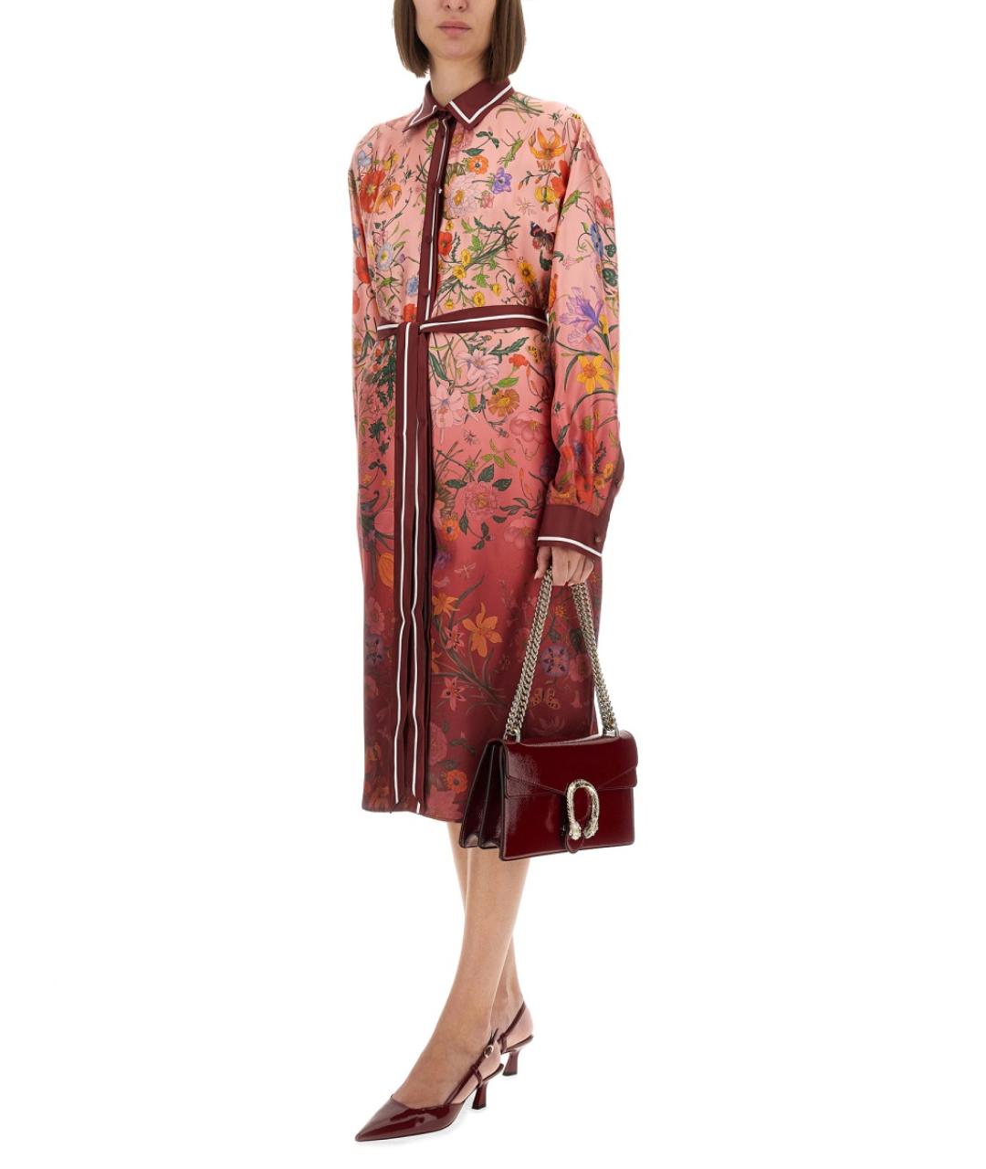 GUCCI Розовое шелковое повседневное платье, фото 3