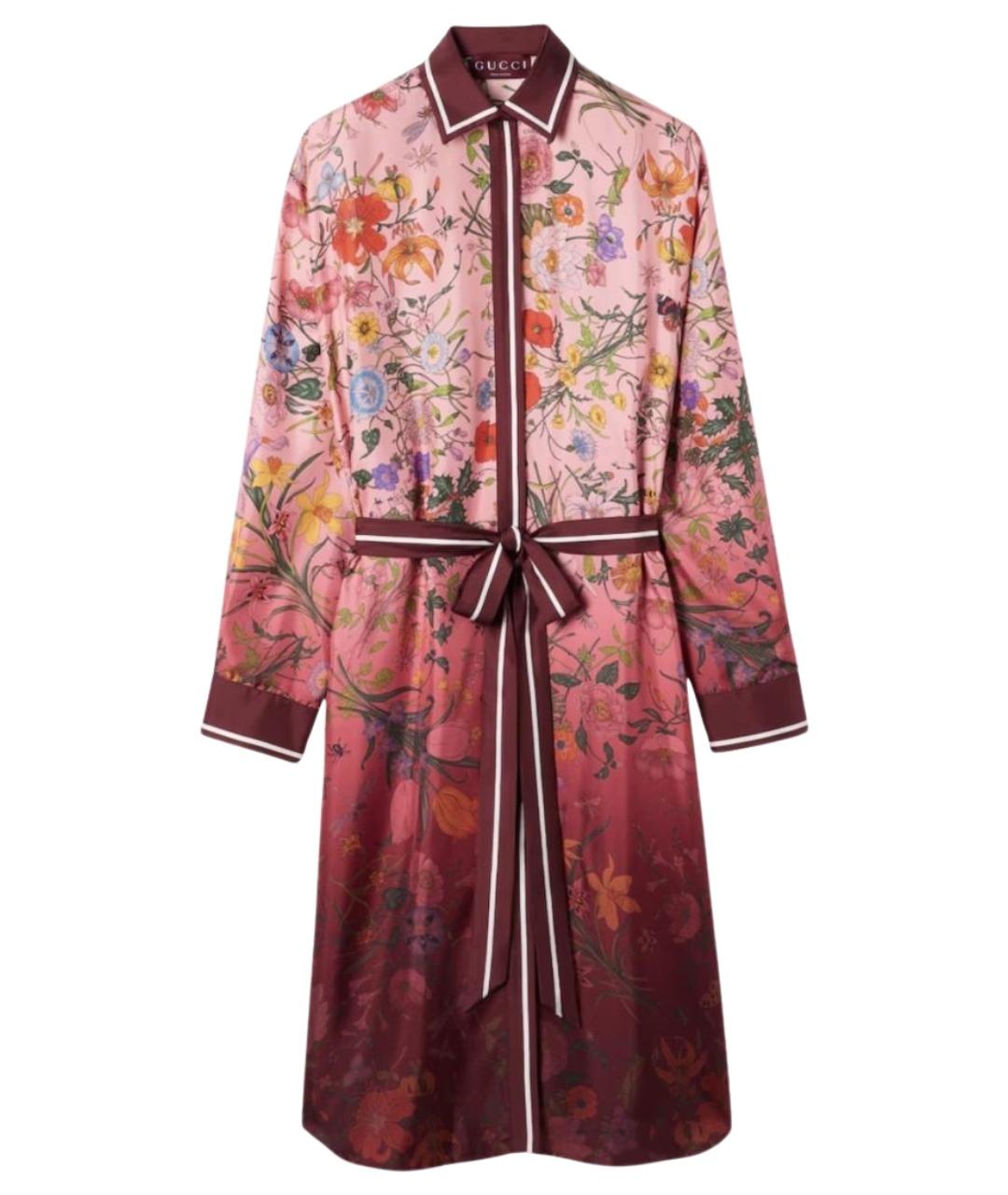 GUCCI Розовое шелковое повседневное платье, фото 1