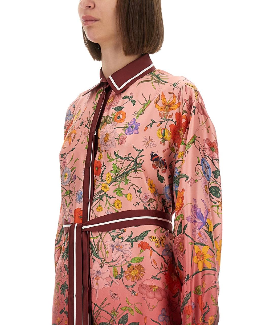 GUCCI Розовое шелковое повседневное платье, фото 5