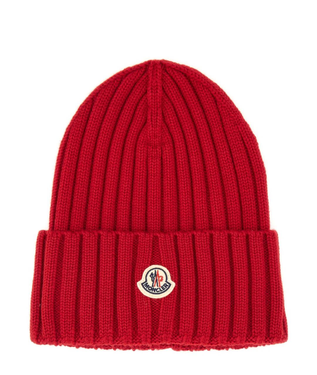 MONCLER Красная шерстяная шапка, фото 1