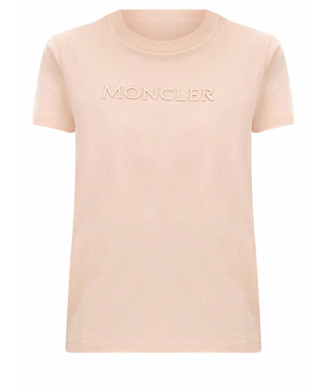MONCLER Розовая хлопковая футболка, фото 1