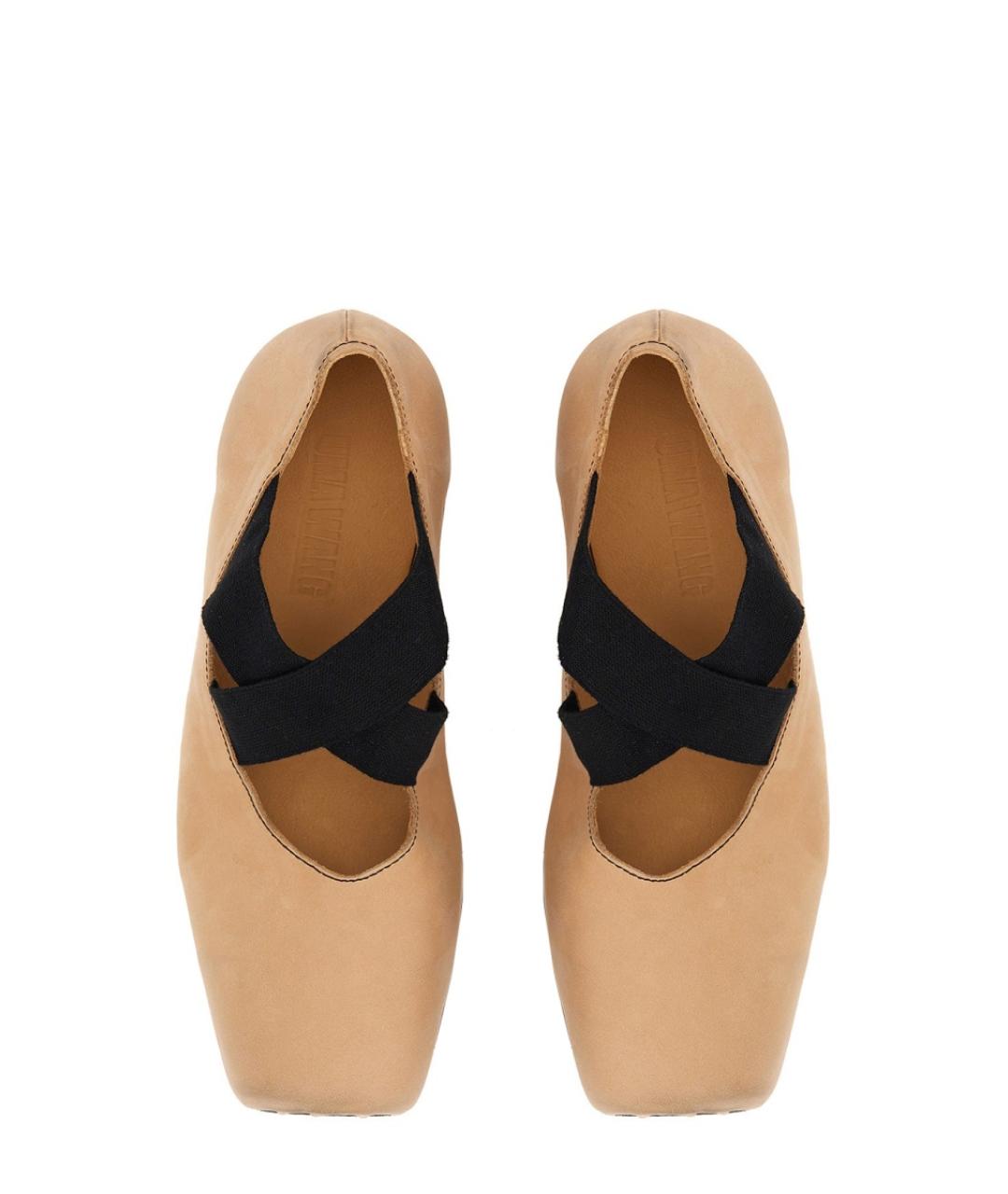 UMA WANG Коричневые кожаные балетки, фото 3