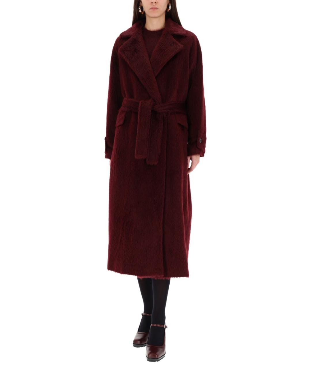 MAX MARA Бордовое шерстяное пальто, фото 3