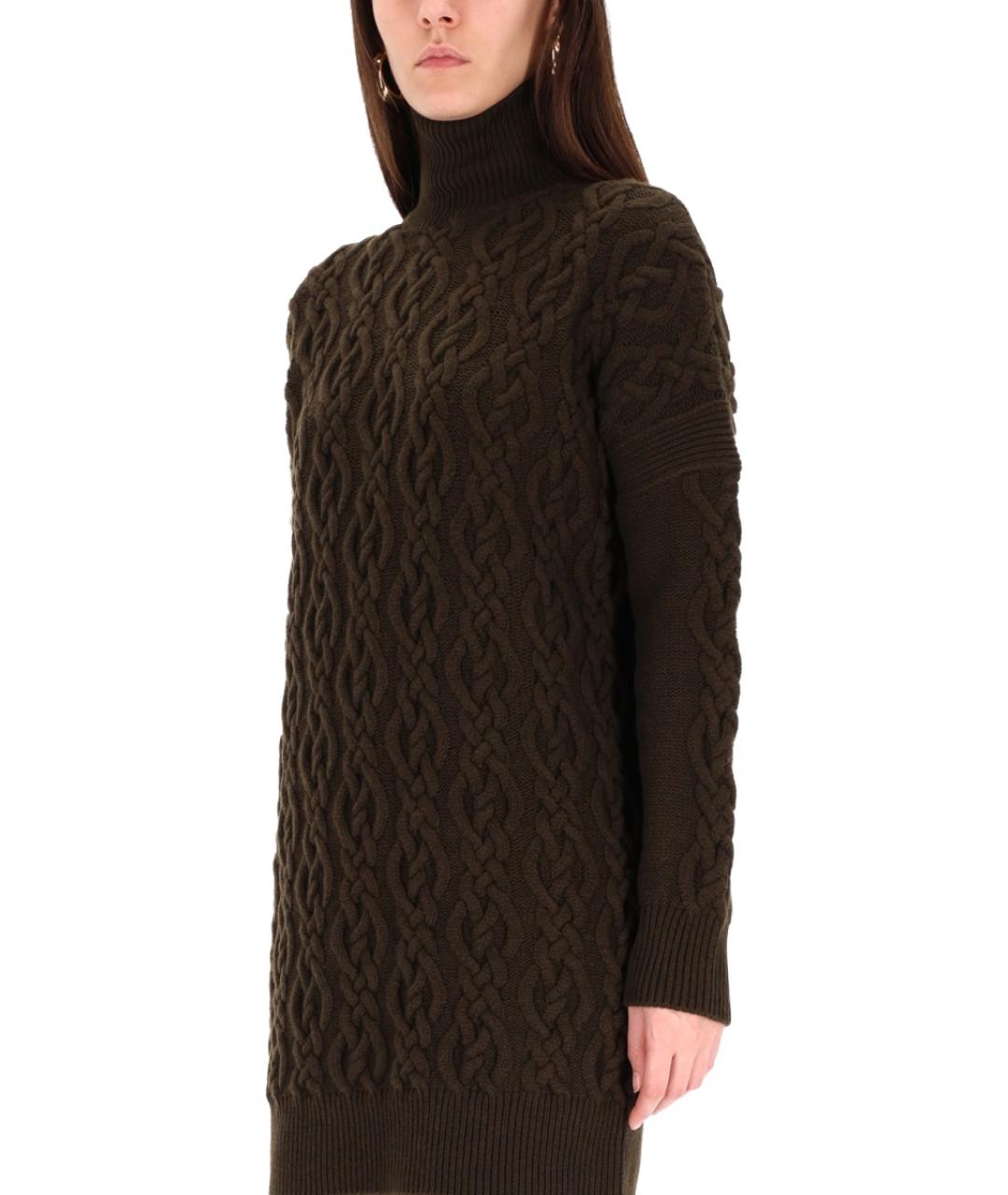 MAX MARA Зеленые шерстяное повседневное платье, фото 4