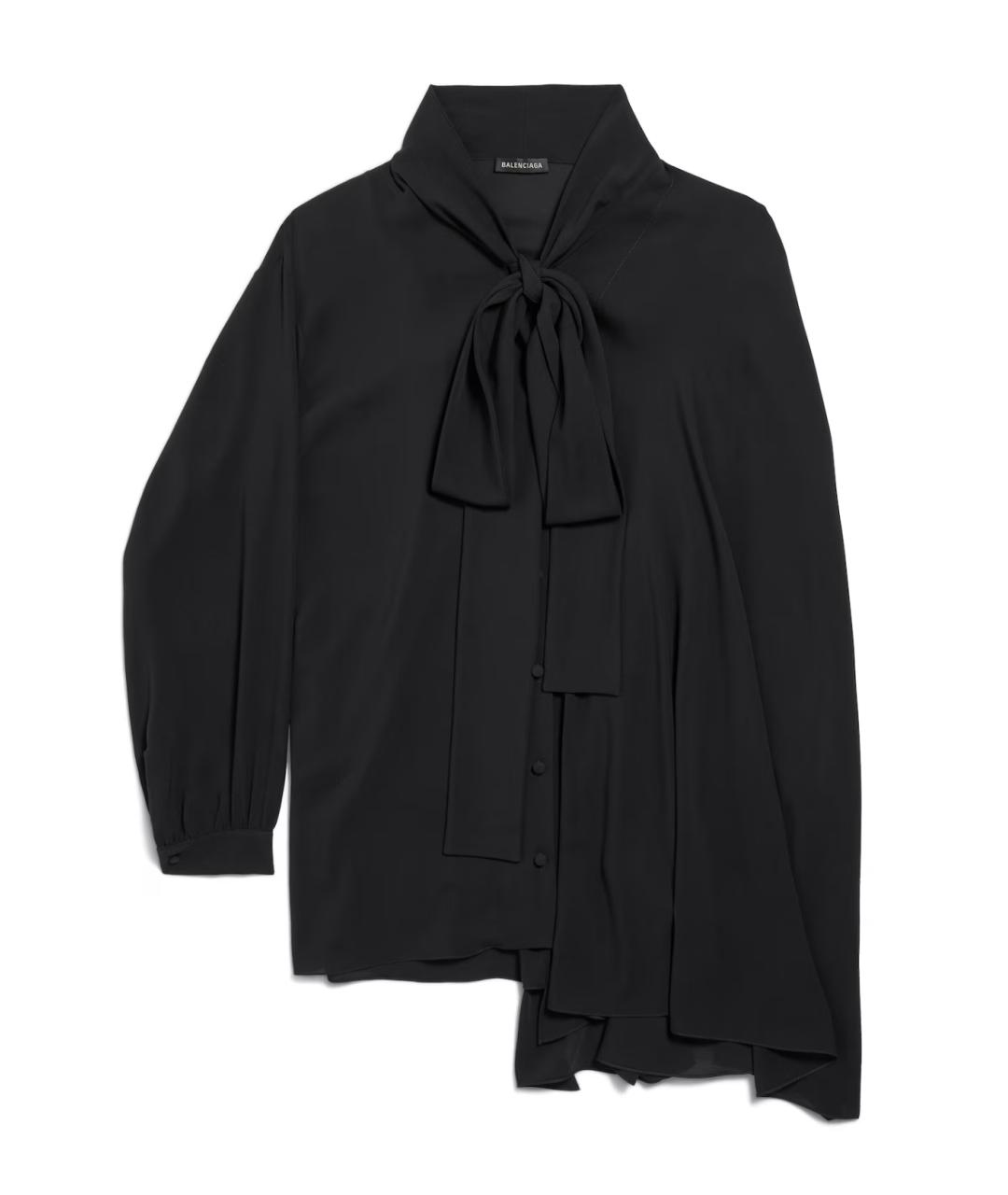 BALENCIAGA Черная шелковая блузы, фото 1