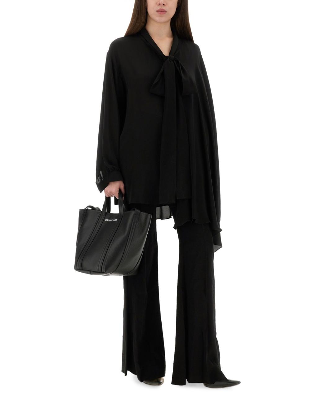 BALENCIAGA Черная шелковая блузы, фото 3