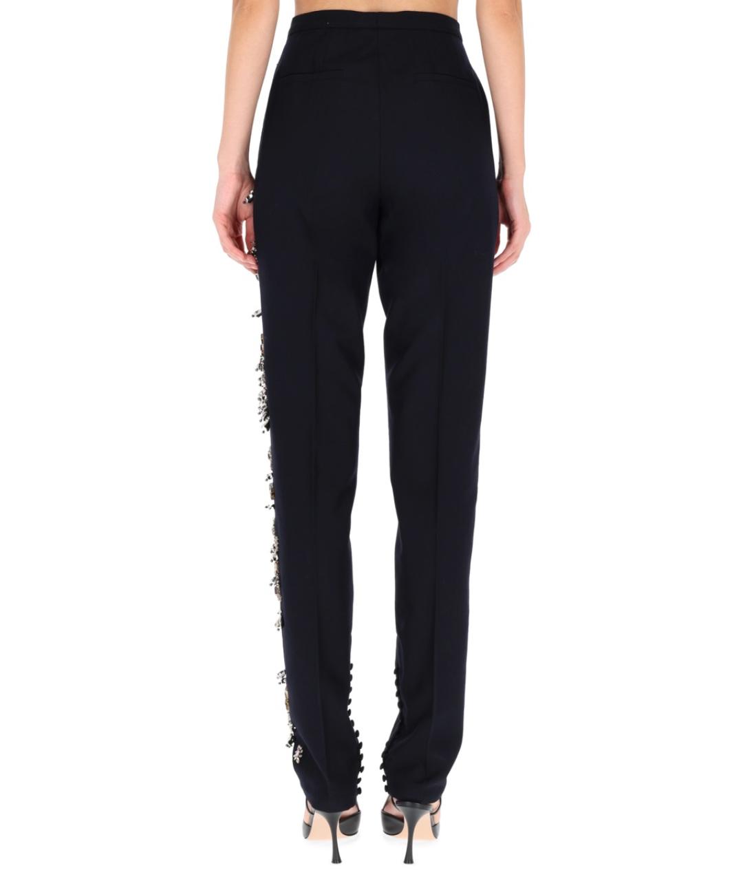 DRIES VAN NOTEN Синие шерстяные прямые брюки, фото 4