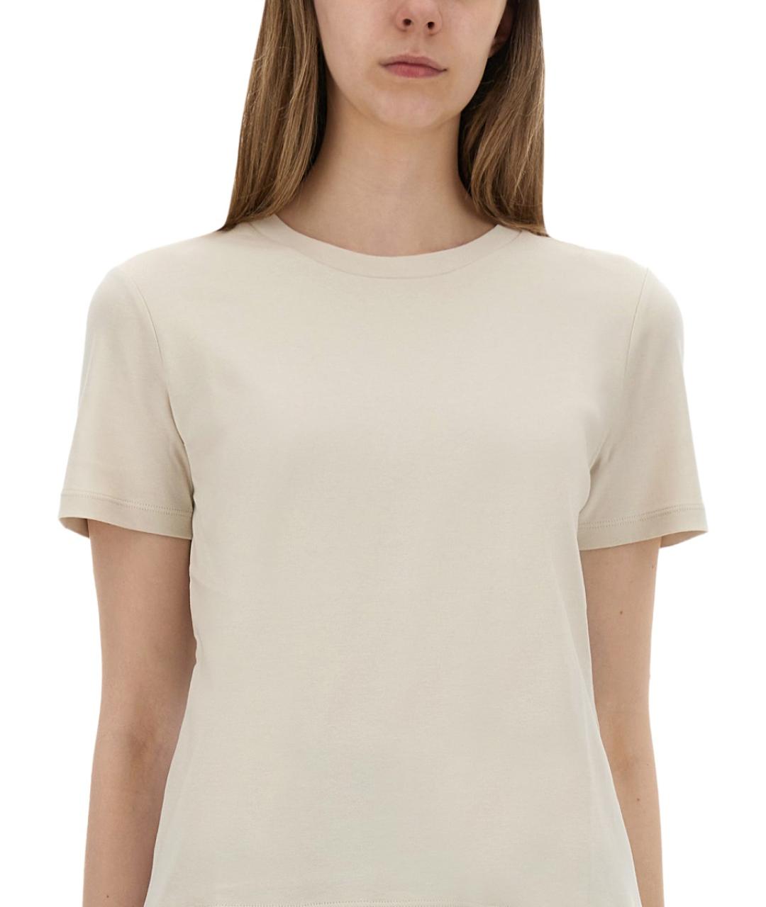 'S MAX MARA Бежевая хлопковая футболка, фото 4