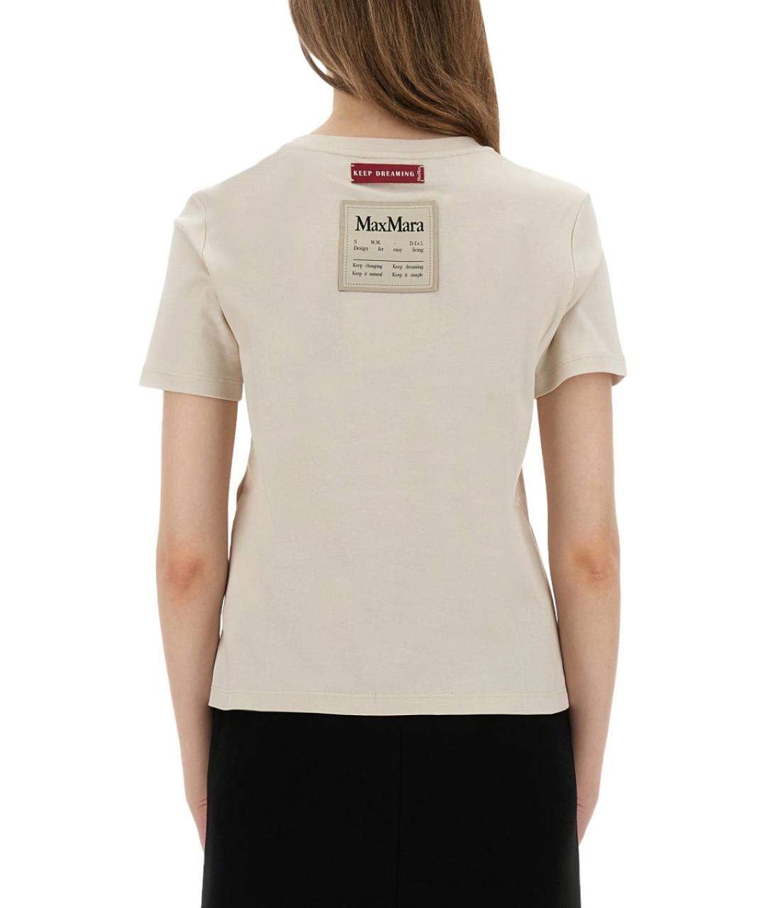 'S MAX MARA Бежевая хлопковая футболка, фото 3