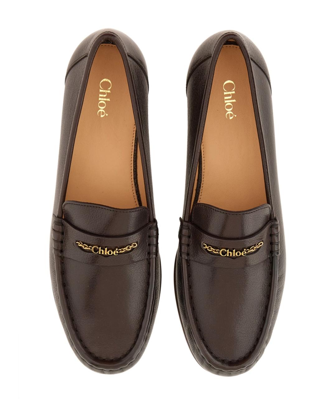 CHLOE Коричневые кожаные лоферы, фото 5