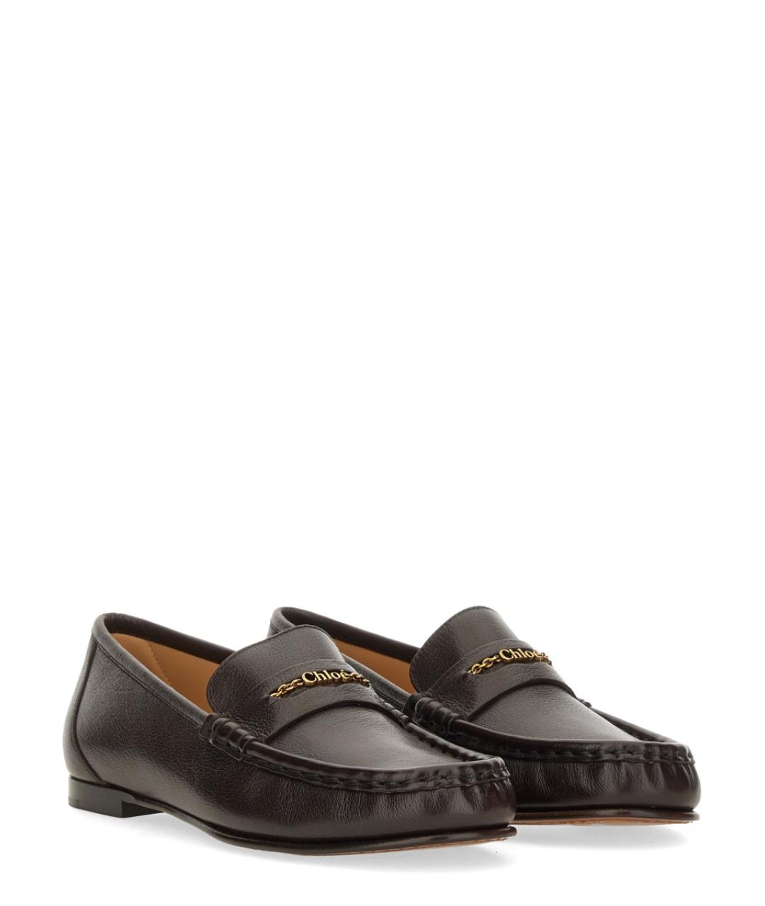 CHLOE Коричневые кожаные лоферы, фото 2