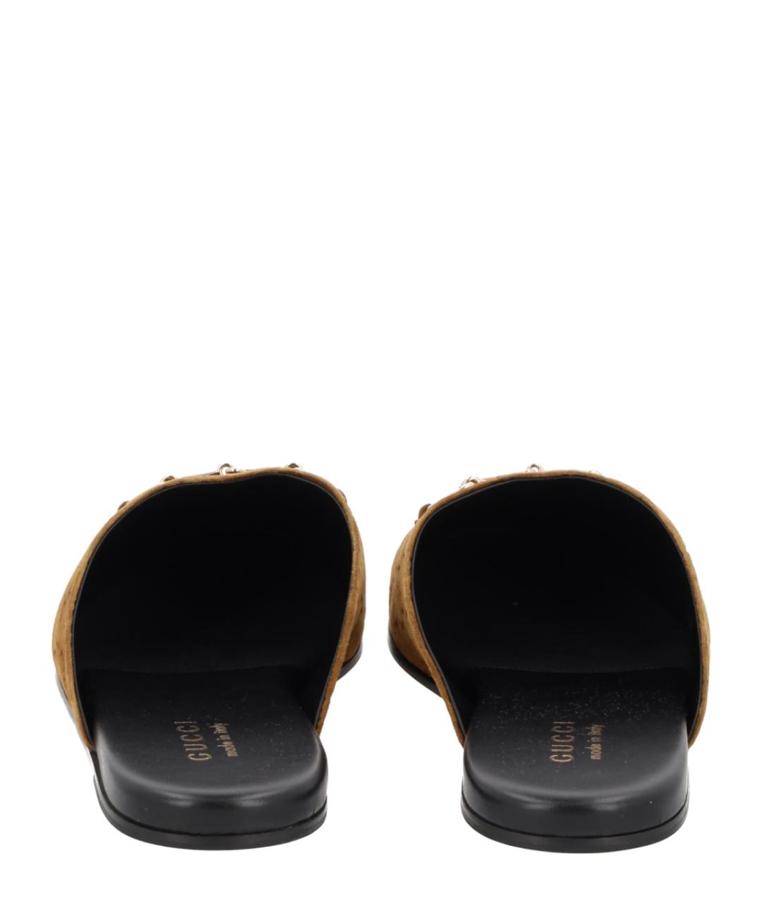 GUCCI Коричневые замшевые шлепанцы, фото 4