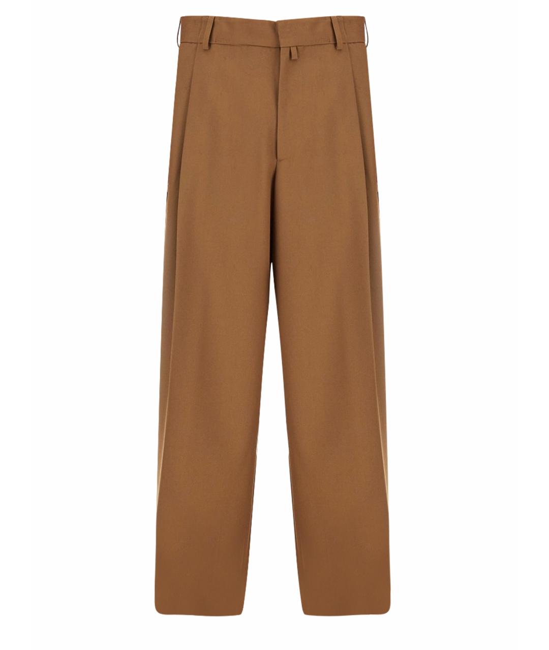 DRIES VAN NOTEN Коричневые шерстяные повседневные брюки, фото 1