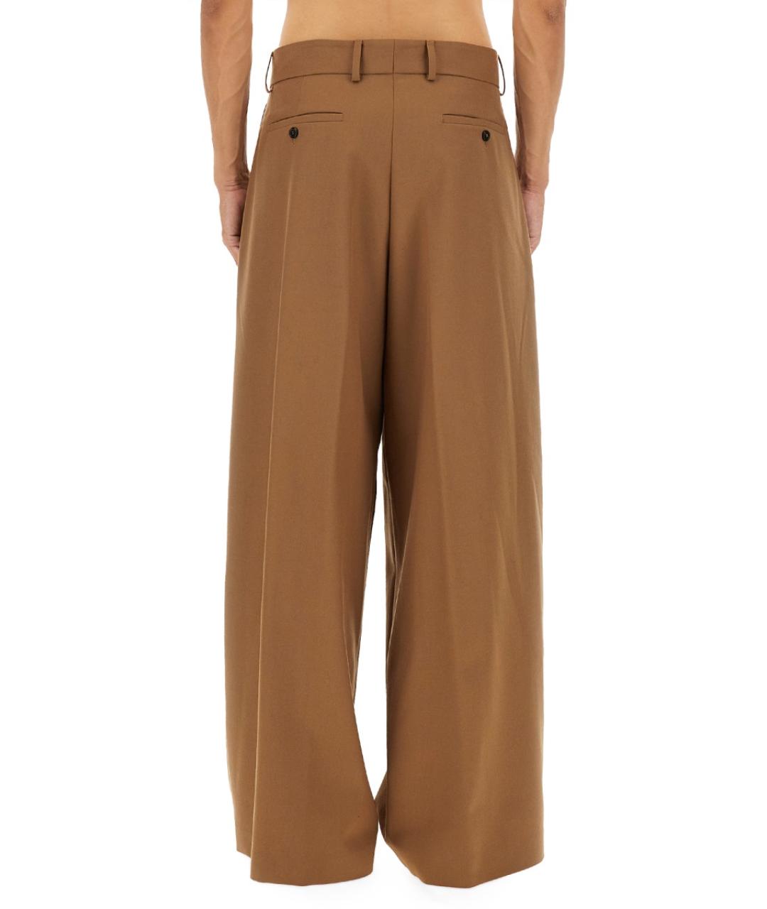 DRIES VAN NOTEN Коричневые шерстяные повседневные брюки, фото 4