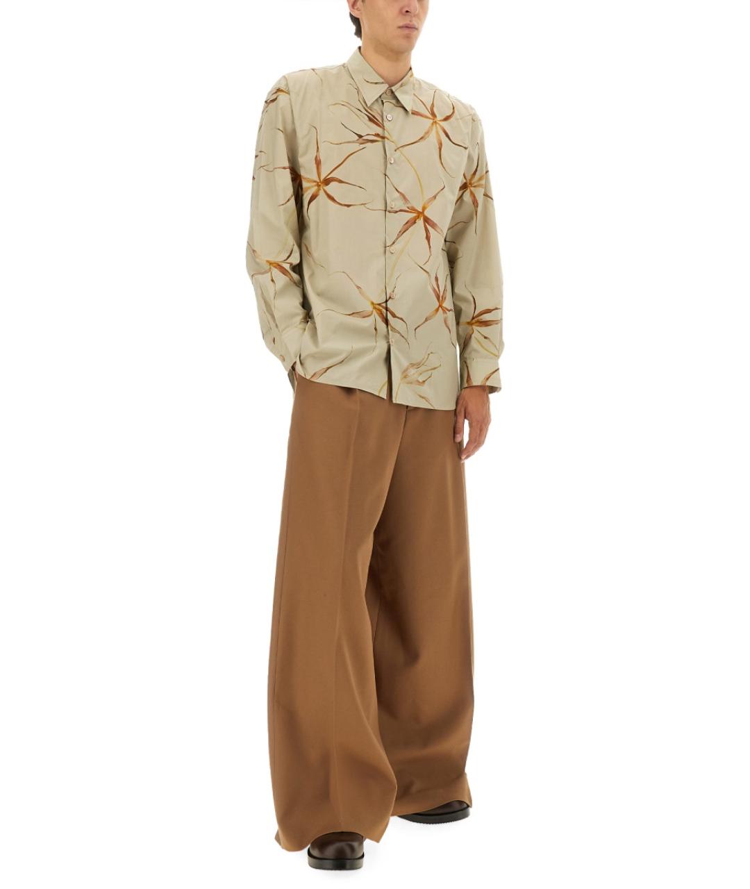 DRIES VAN NOTEN Коричневые шерстяные повседневные брюки, фото 2