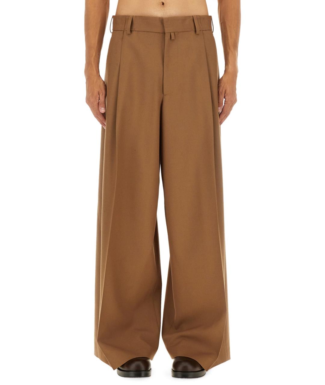 DRIES VAN NOTEN Коричневые шерстяные повседневные брюки, фото 5