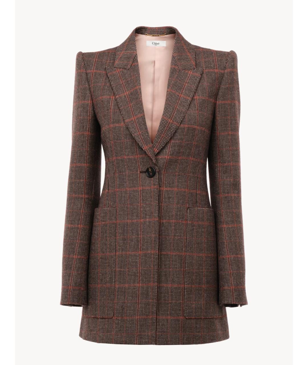 CHLOE Коричневый шерстяной жакет/пиджак, фото 6