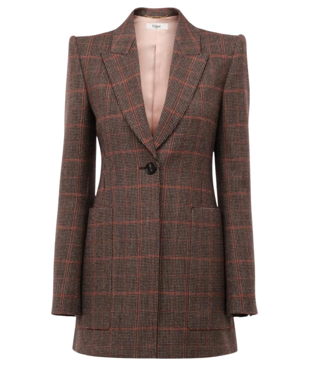 CHLOE Коричневый шерстяной жакет/пиджак, фото 1
