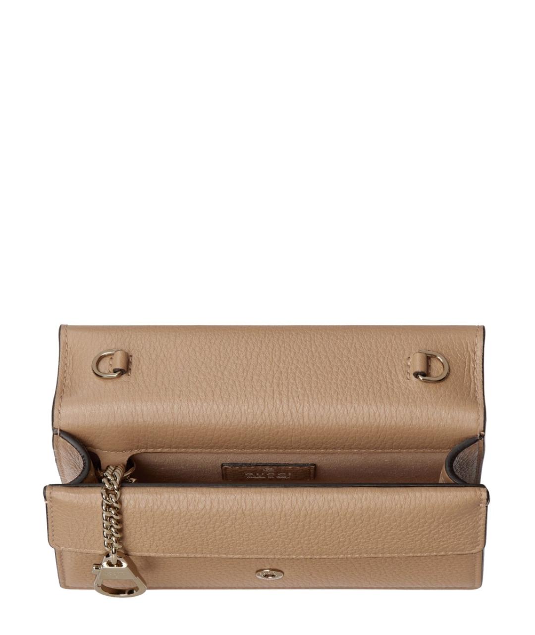 GUCCI Бежевая кожаная сумка через плечо, фото 5