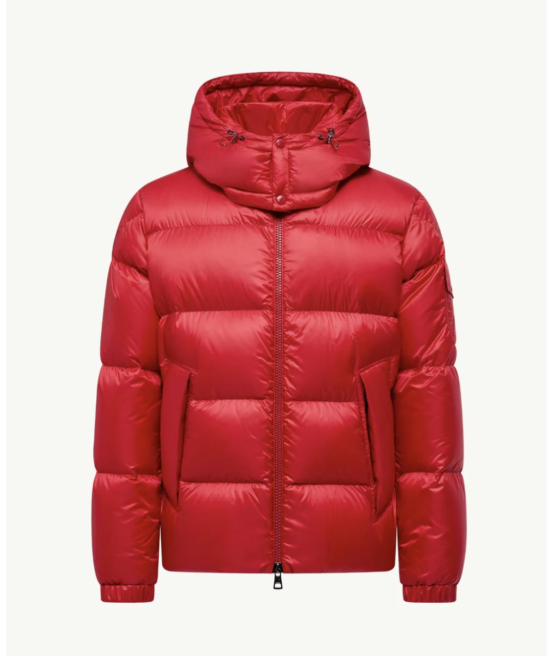 MONCLER Красный полиамидовый пуховик, фото 6