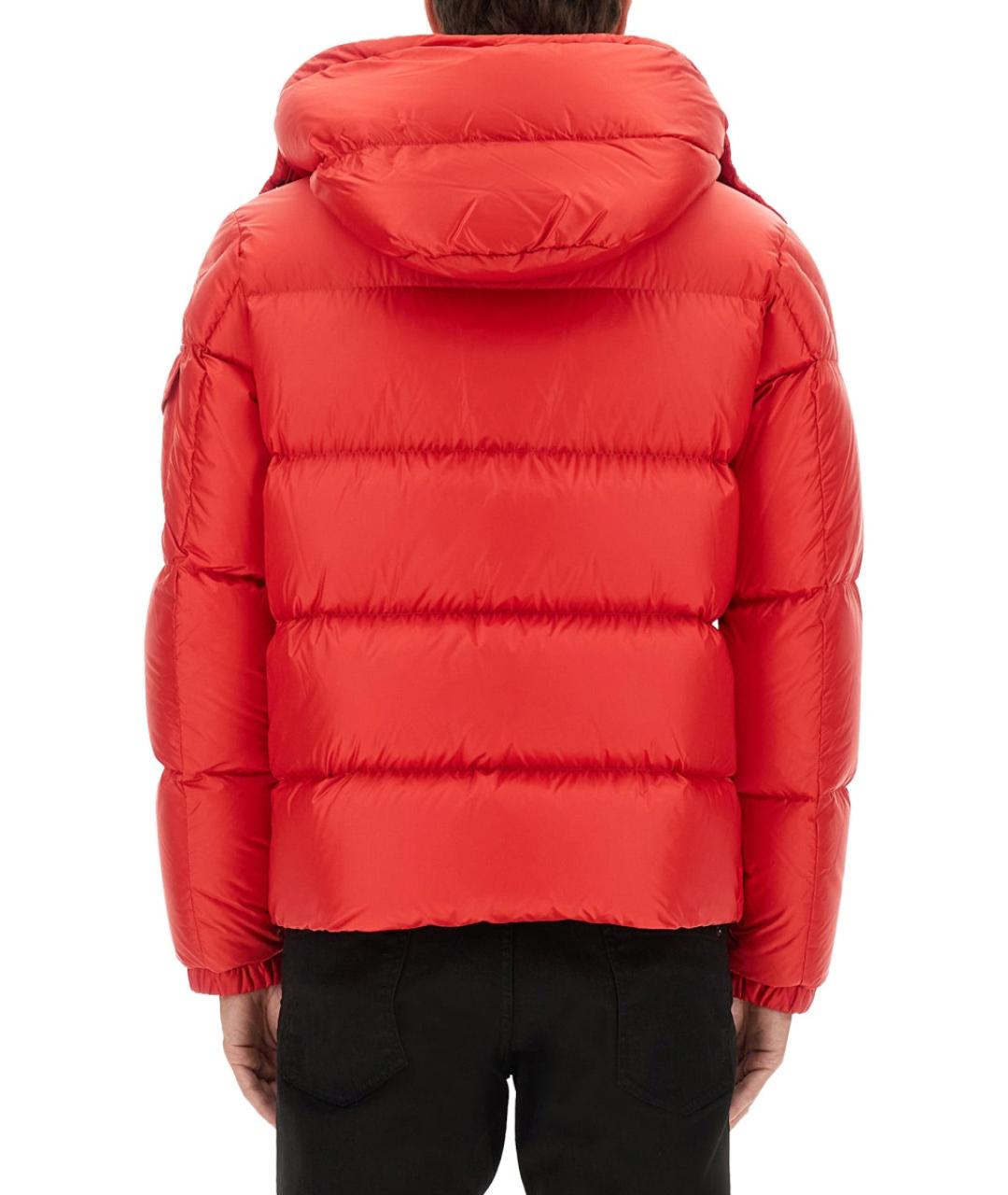 MONCLER Красный полиамидовый пуховик, фото 4