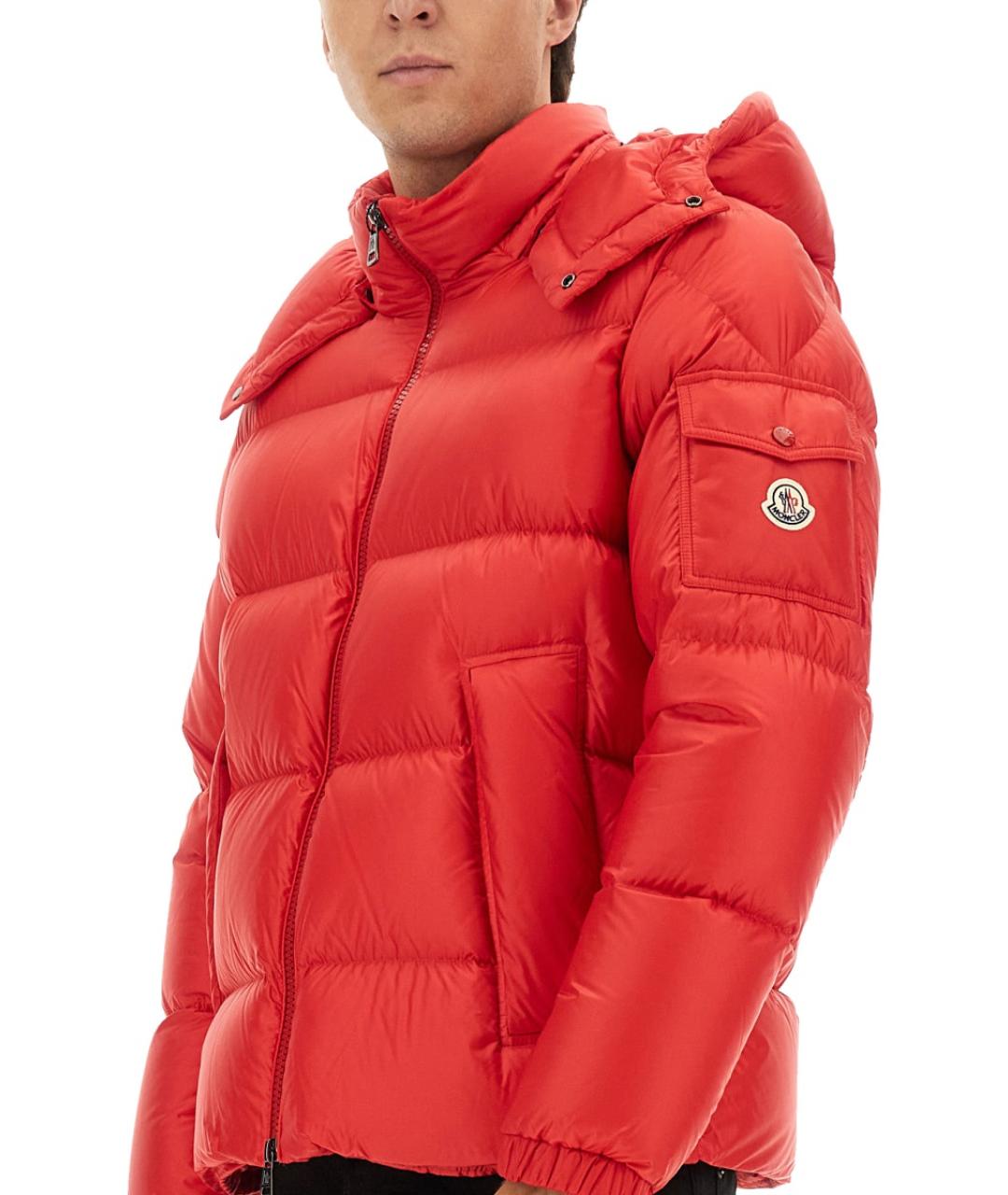 MONCLER Красный полиамидовый пуховик, фото 5