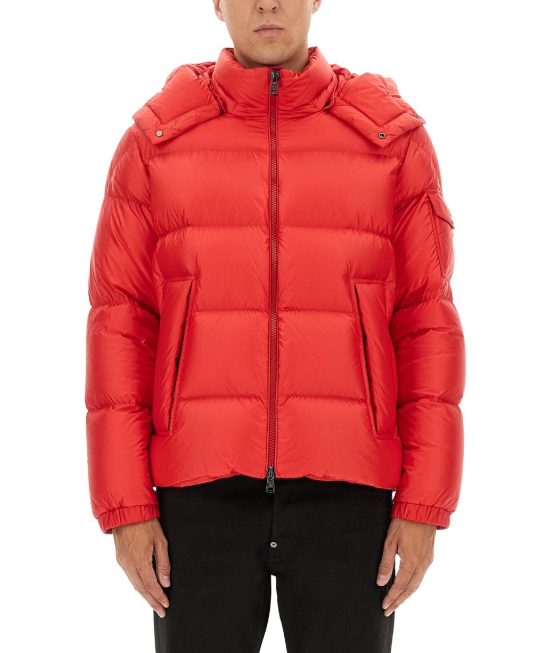 MONCLER Красный полиамидовый пуховик, фото 2