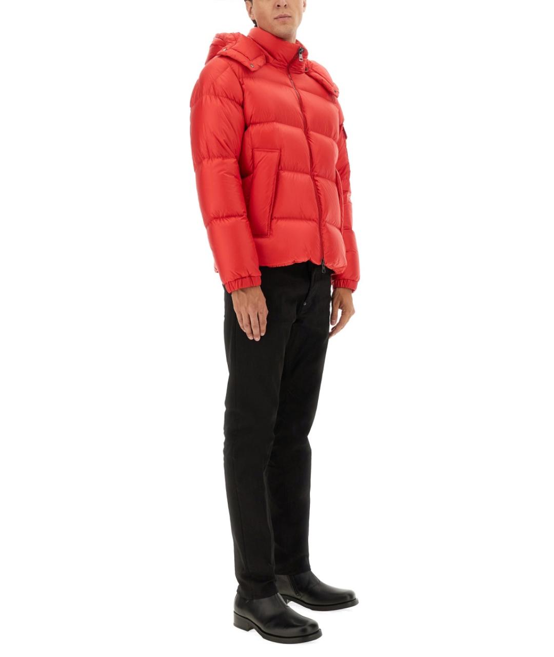 MONCLER Красный полиамидовый пуховик, фото 3