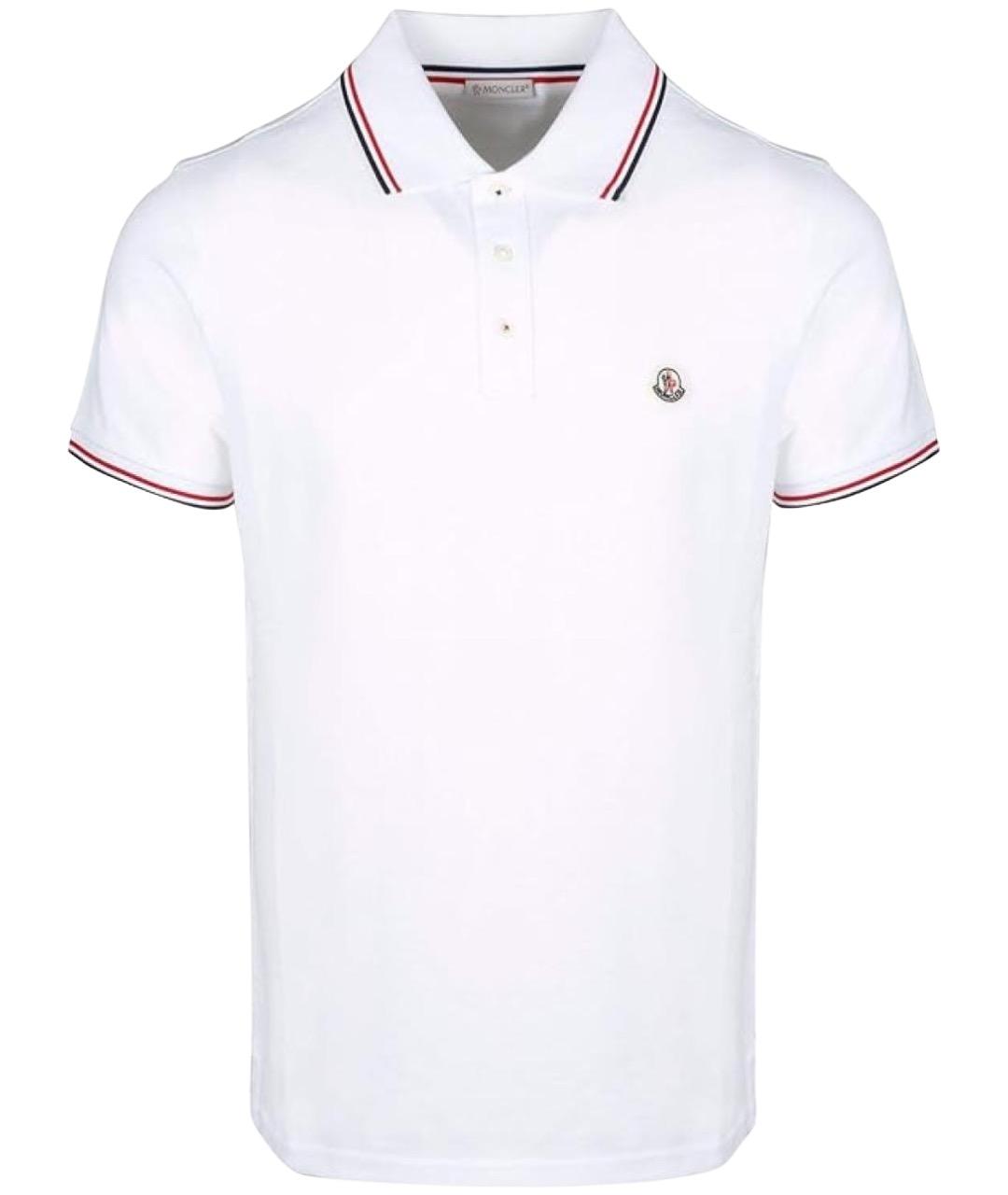 MONCLER Белое хлопковое поло с коротким рукавом, фото 1