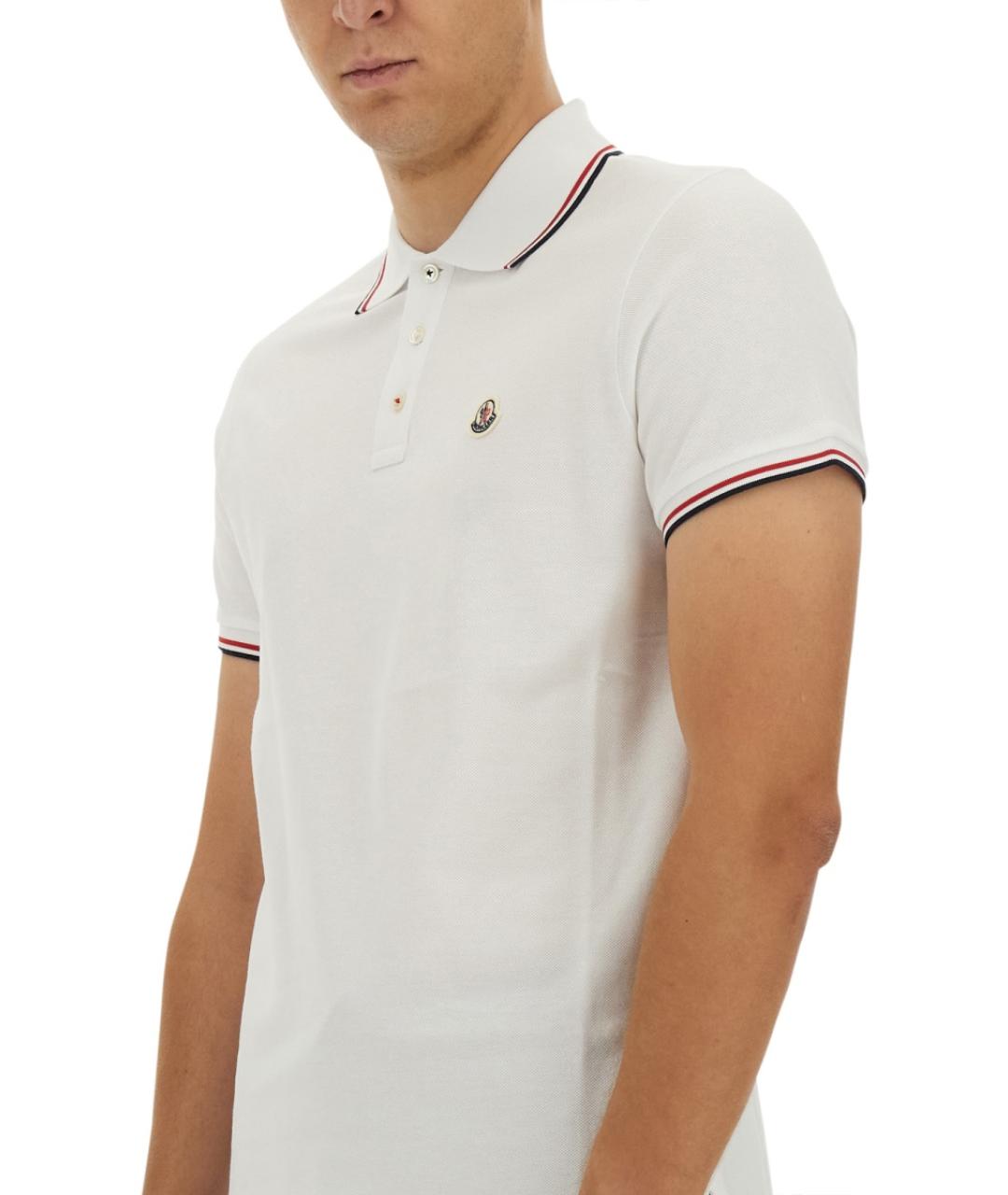 MONCLER Белое хлопковое поло с коротким рукавом, фото 4