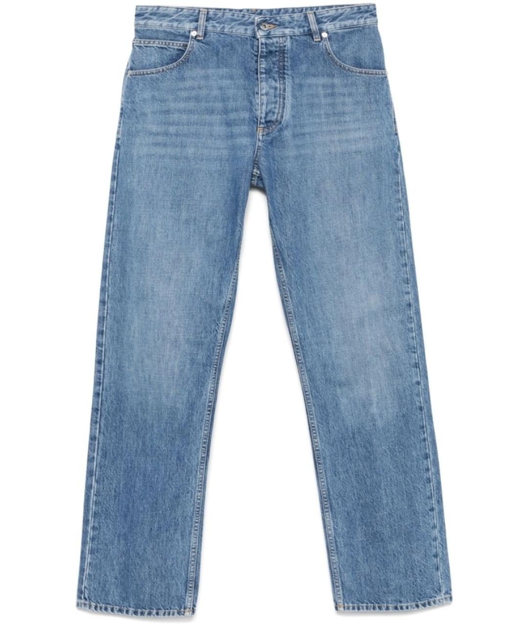 BOTTEGA VENETA Синие хлопковые повседневные брюки, фото 1