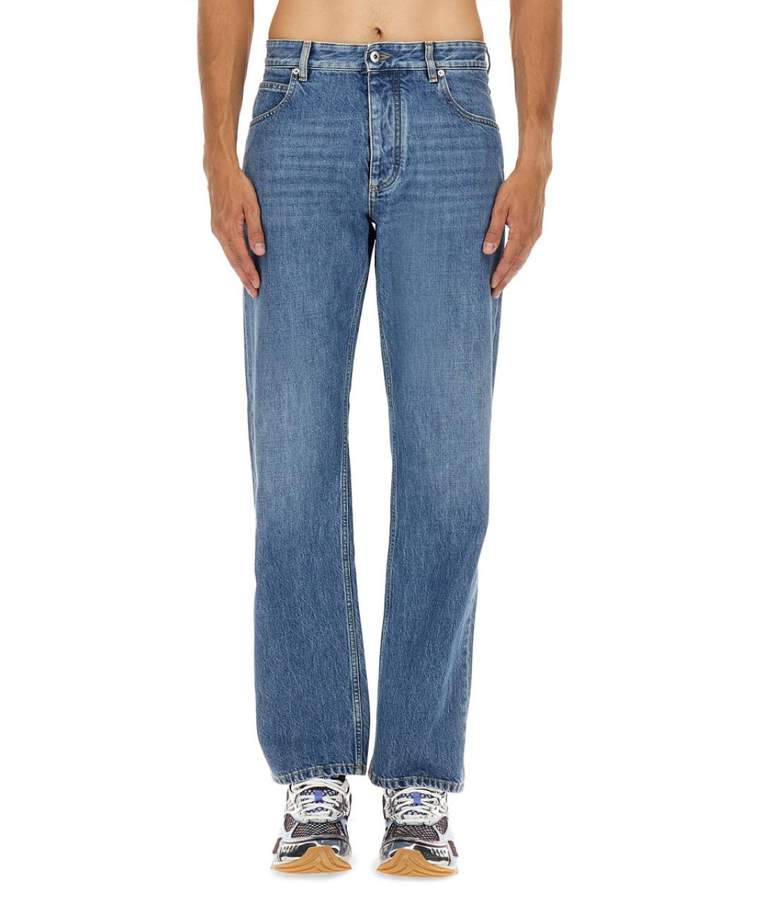 BOTTEGA VENETA Синие хлопковые повседневные брюки, фото 5