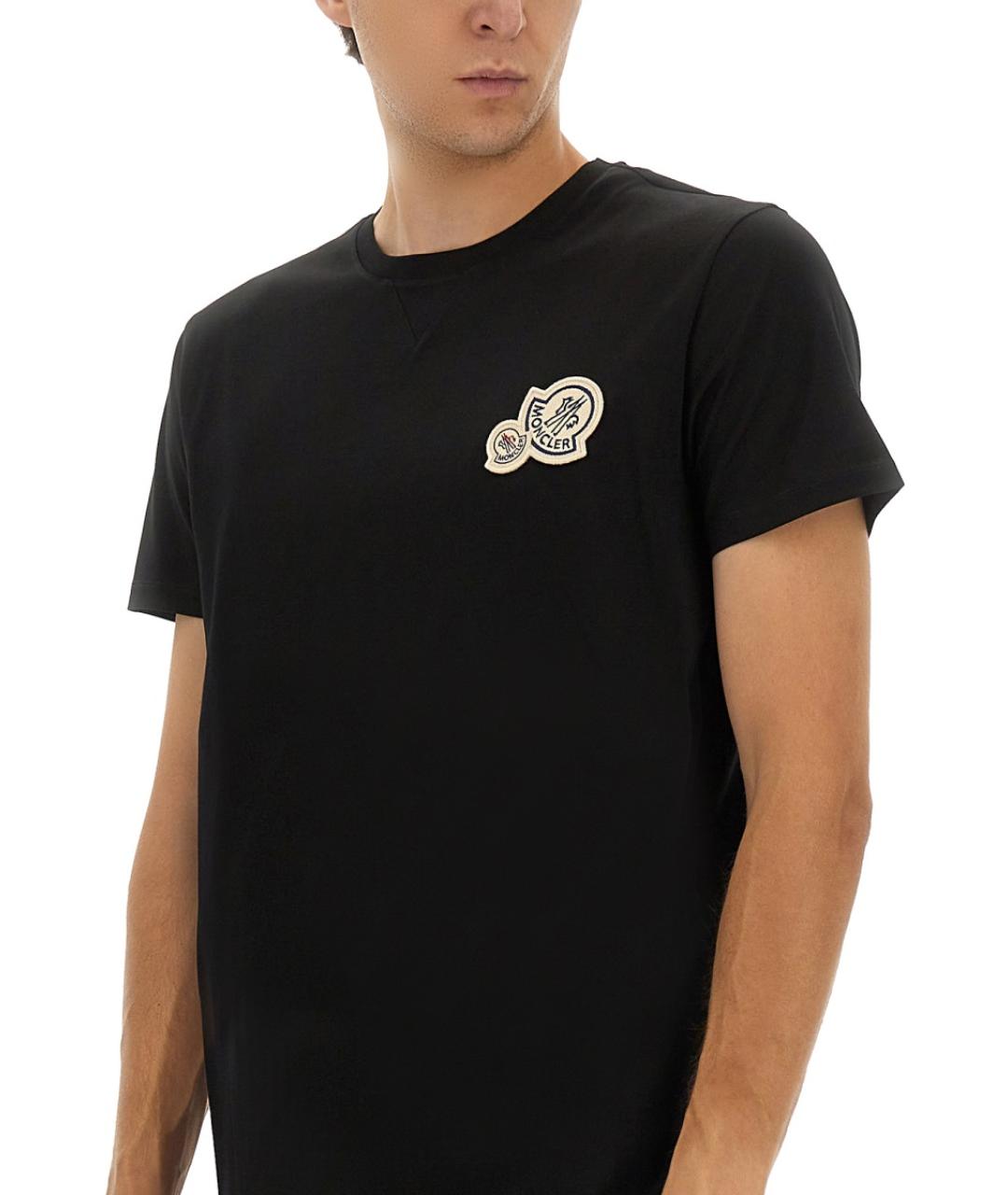 MONCLER Черная хлопковая футболка, фото 4