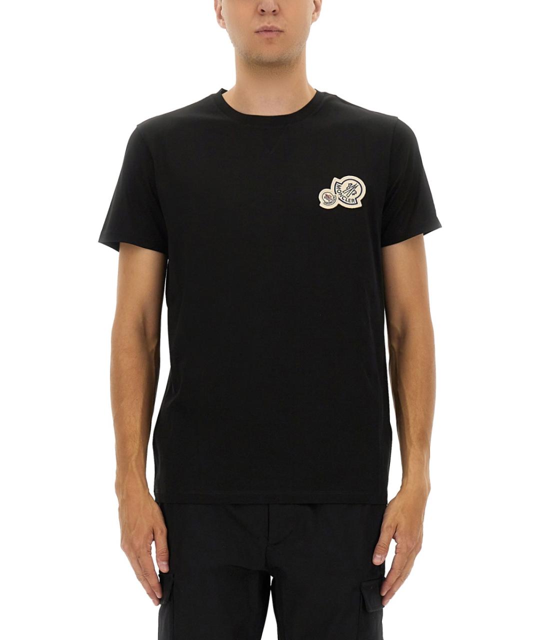 MONCLER Черная хлопковая футболка, фото 5