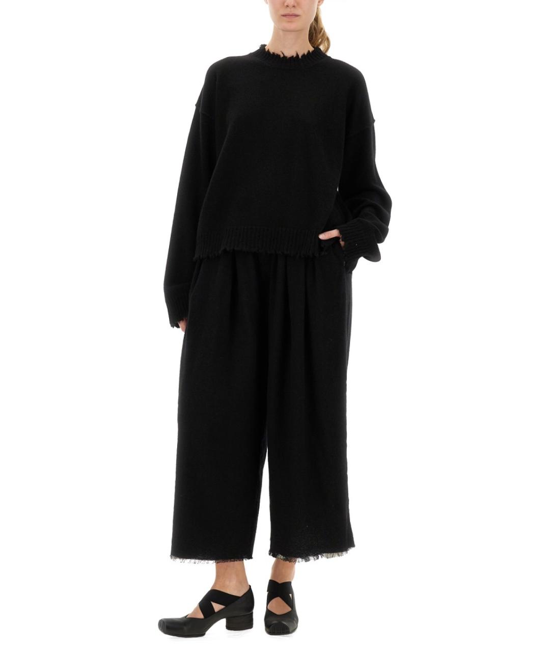 UMA WANG Черные шерстяные прямые брюки, фото 5