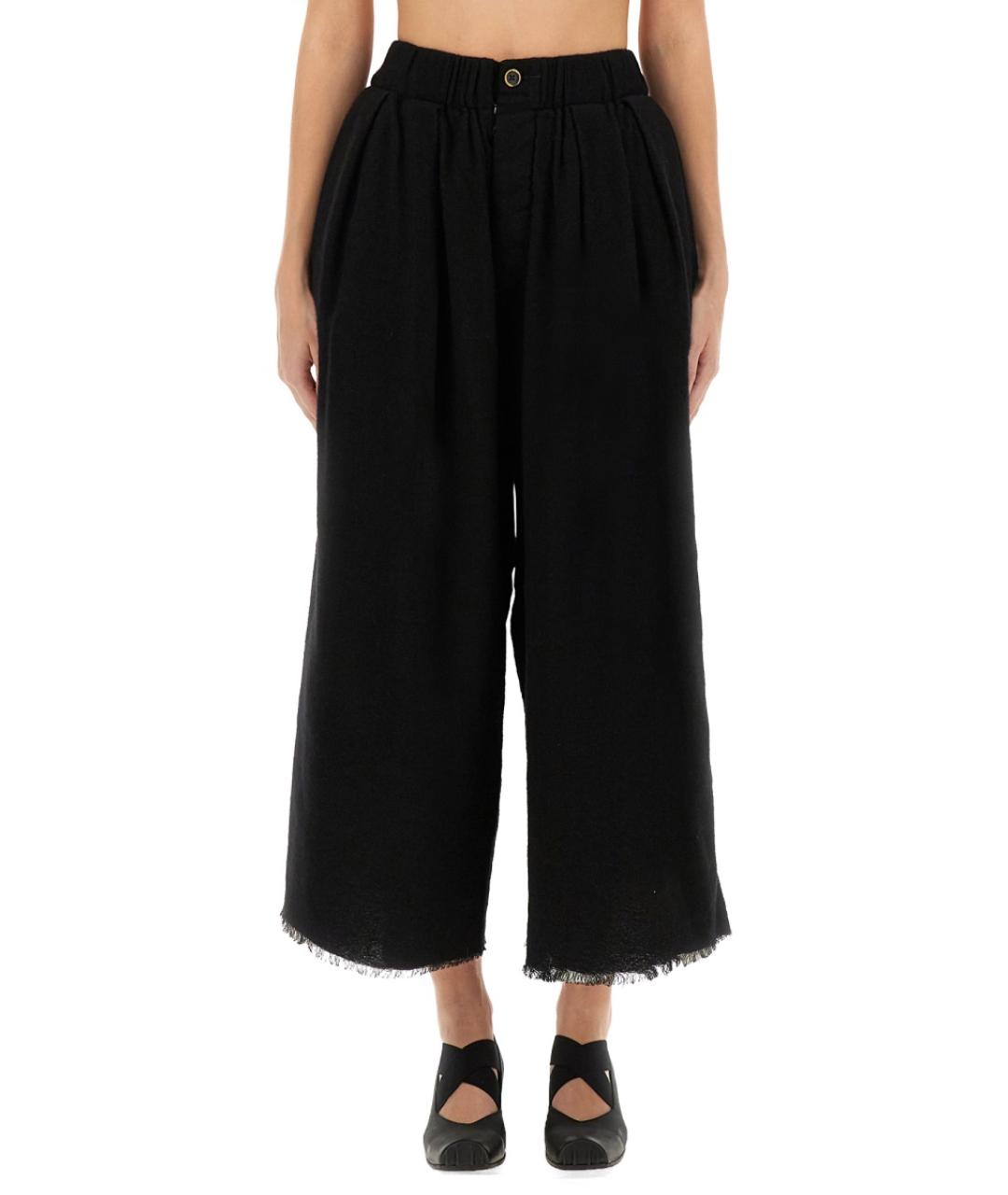 UMA WANG Черные шерстяные прямые брюки, фото 4