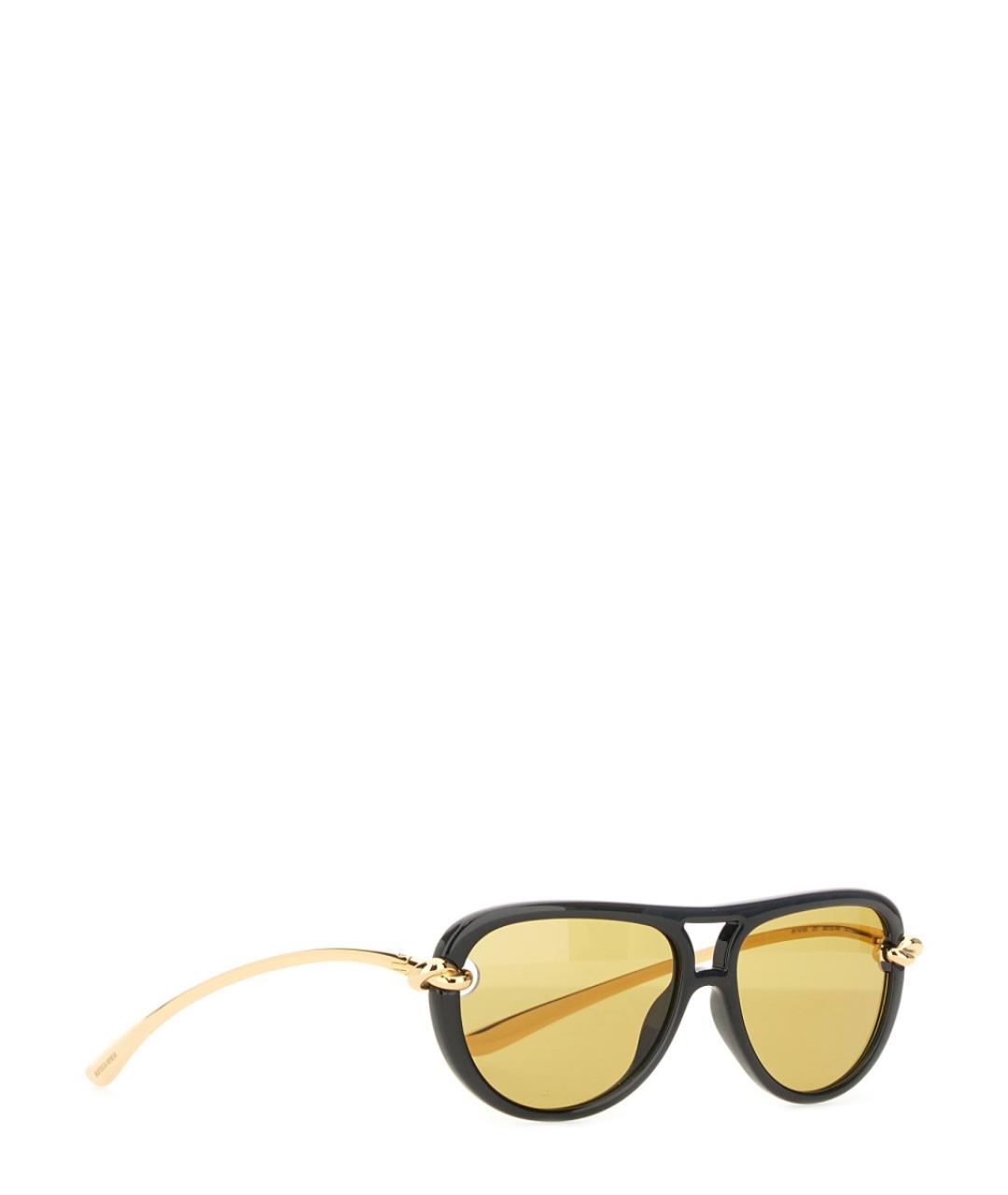 BOTTEGA VENETA Золотые металлические солнцезащитные очки, фото 2