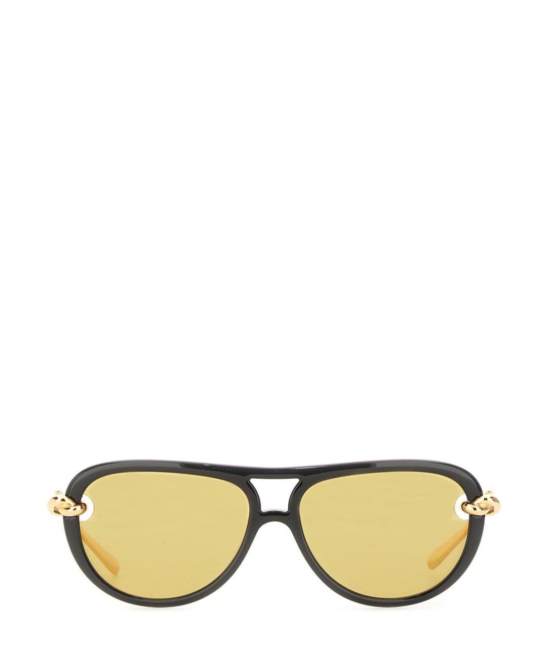 BOTTEGA VENETA Золотые металлические солнцезащитные очки, фото 1