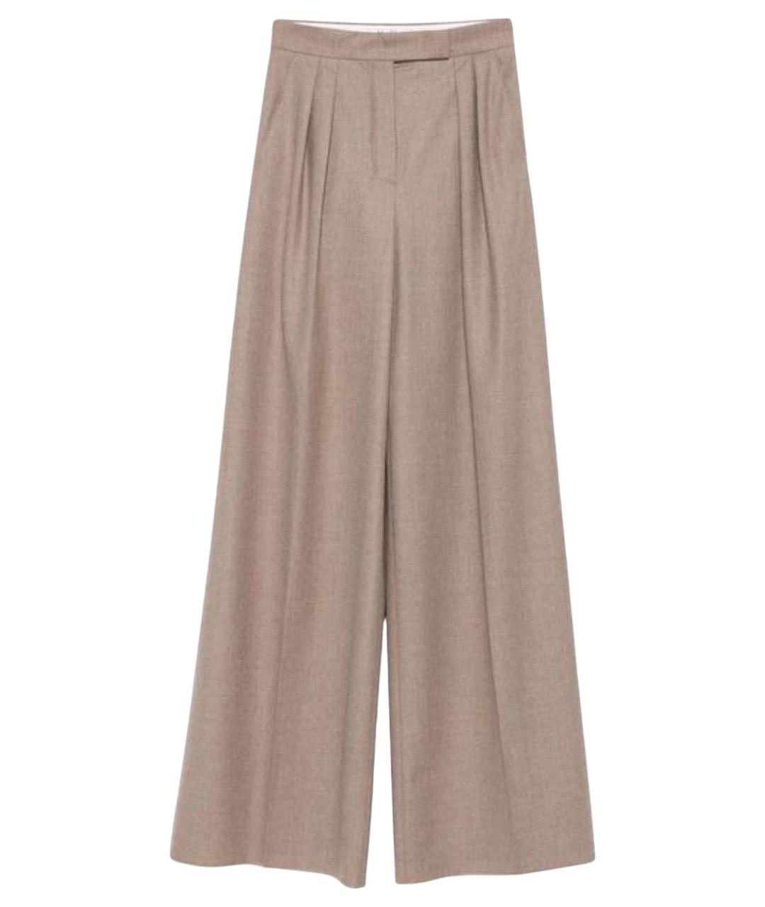 MAX MARA Бежевые кашемировые прямые брюки, фото 1